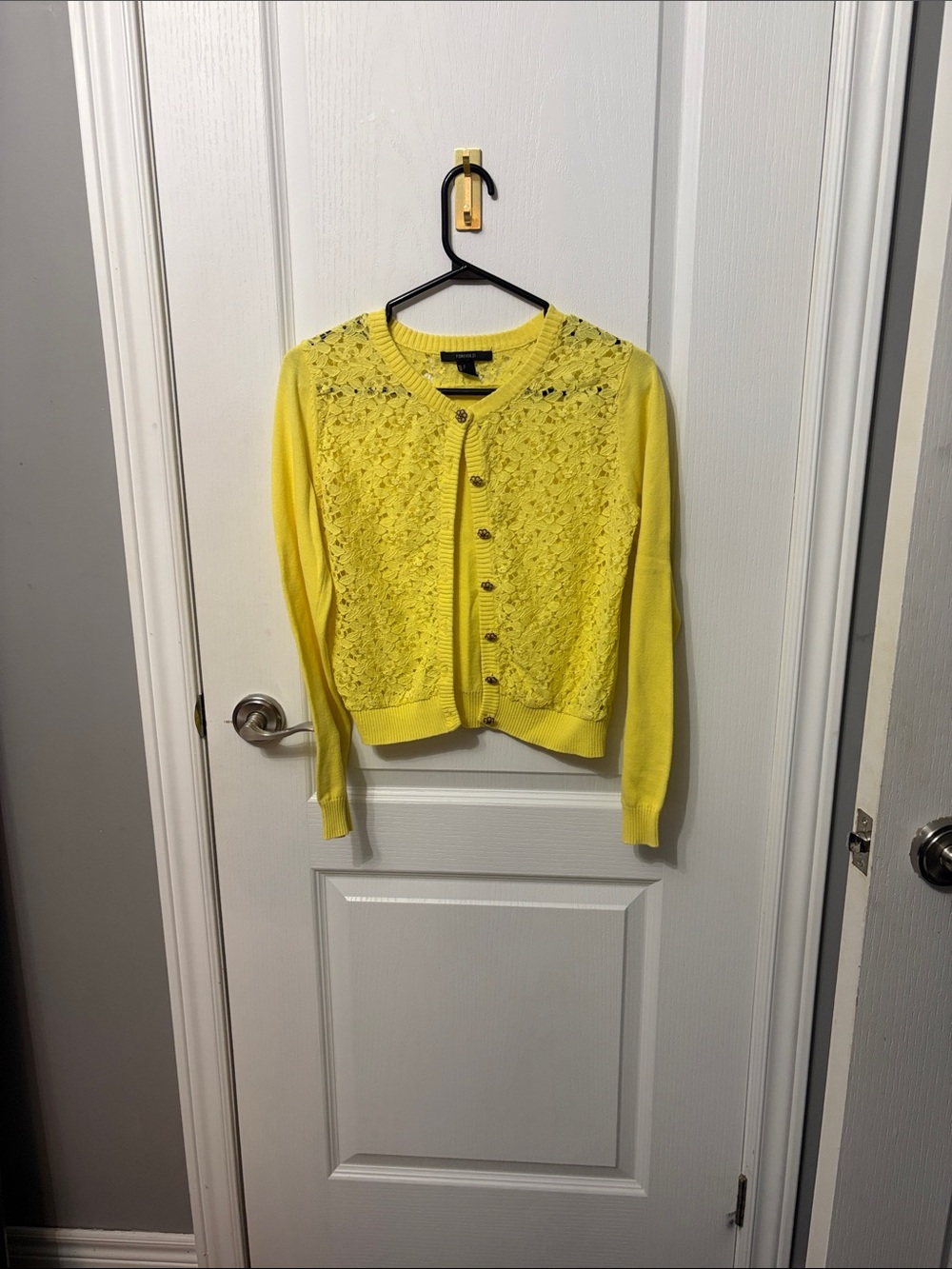 Forever 21 Yellow Lace-Front Cardigan